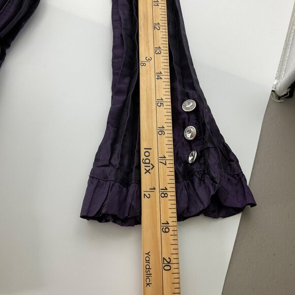 Vintage Y2K Agora Sz.Medium Blouse Purple Crinkle Frill Fairy Whimsygoth - Picture 7 of 10